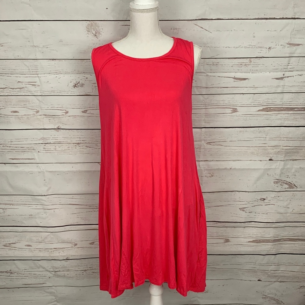 Women's Sleeveless  Tunic Dress With Pockets 1X
